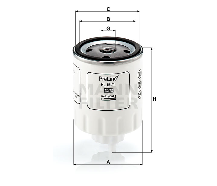 PL 50/1 fuel filter spin-on (prefilter)