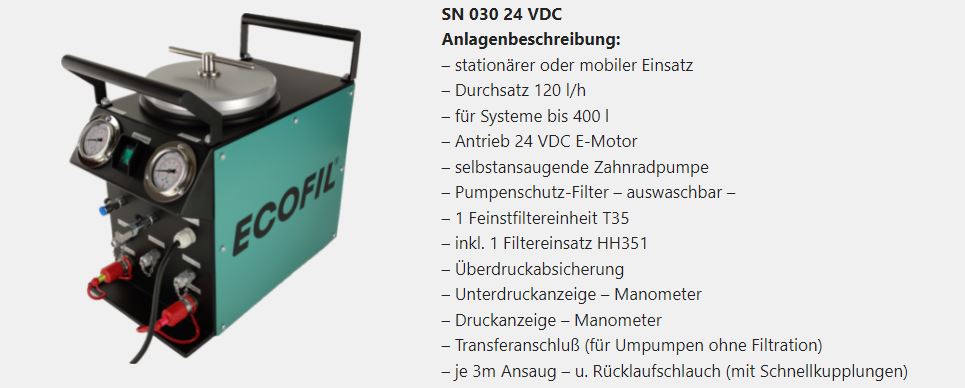 SN 030-24V Filteraggregat mobil